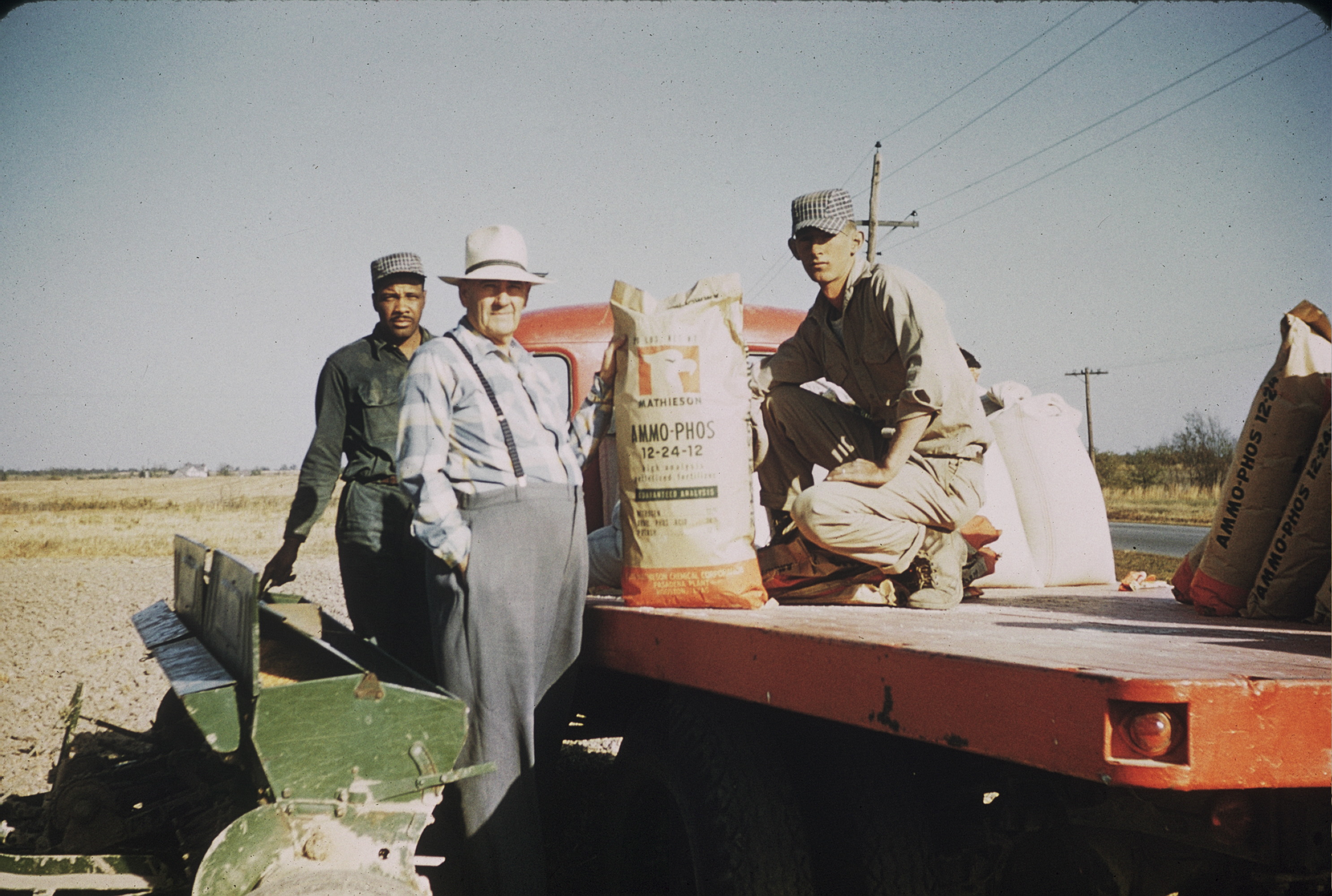 sowing wheat and fertilizer, late 1950s